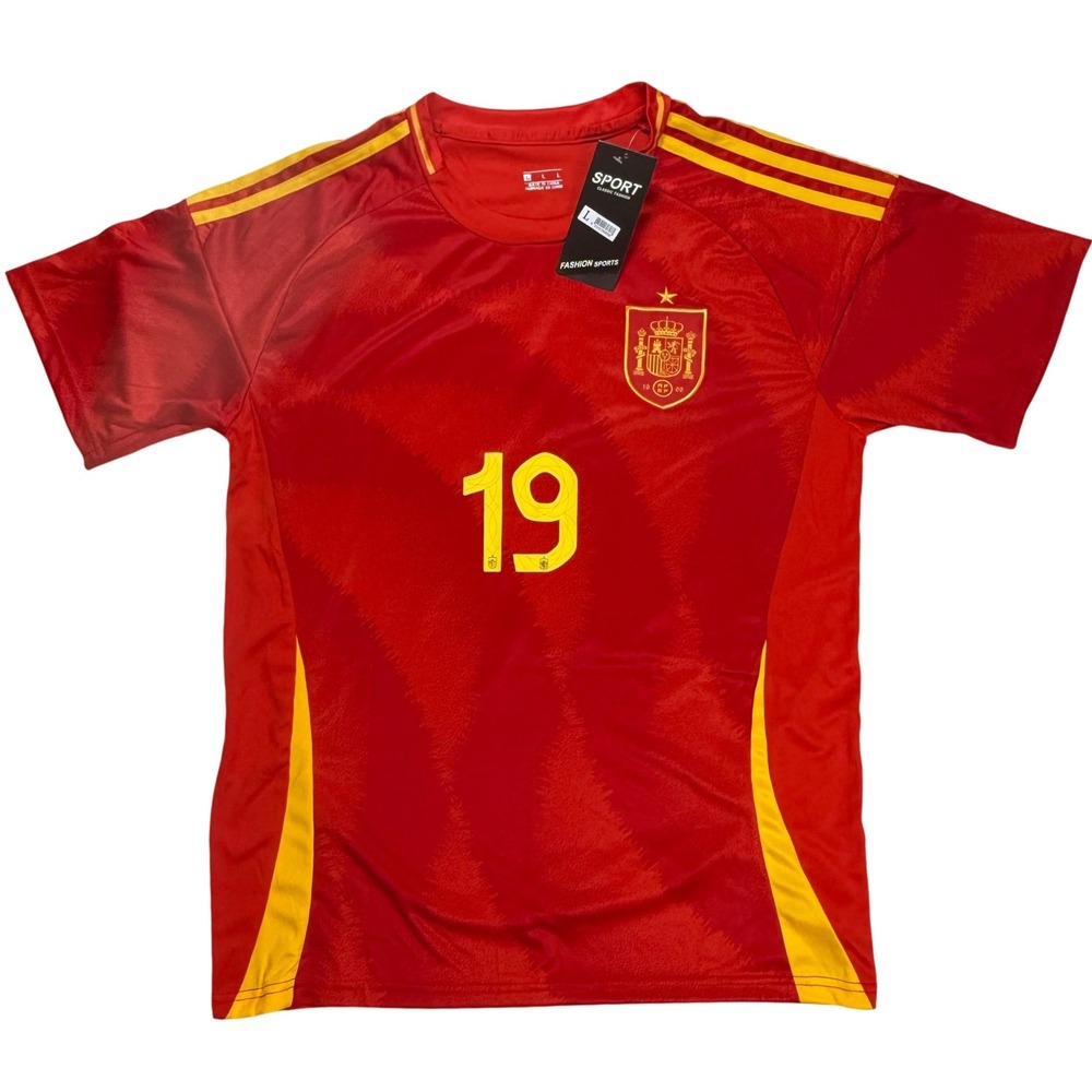Spain Lamine Yamal 19 Soccer Jersey Red Yellow Mens Large New